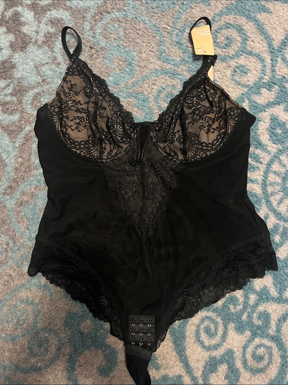 Popilush Women’s Black Lace Bodysuit Shapewear